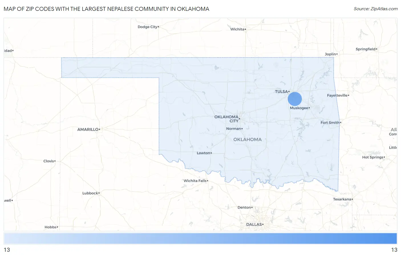 Zip Codes with the Largest Nepalese Community in Oklahoma Map