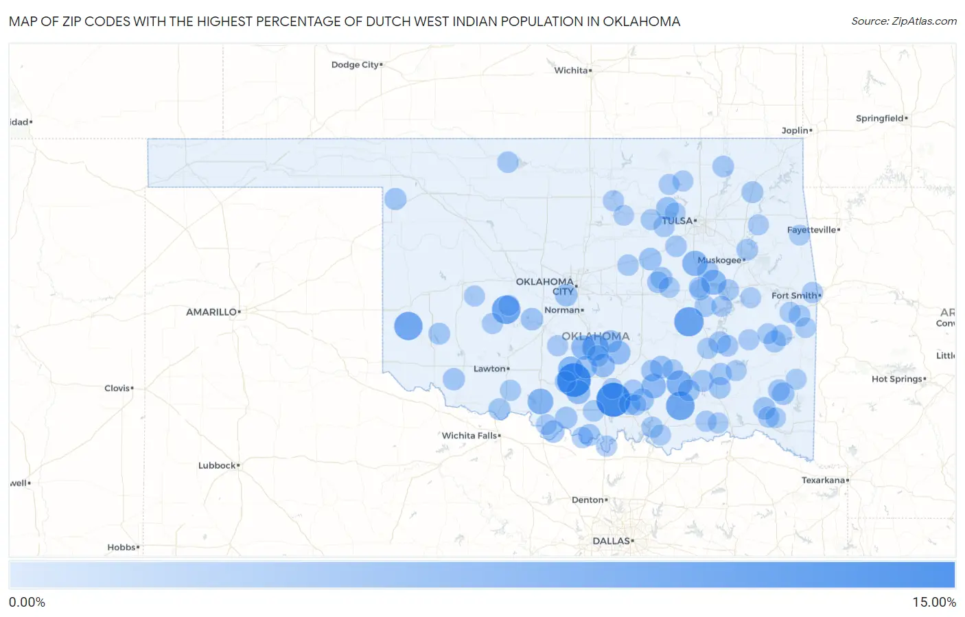 Zip Codes with the Highest Percentage of Dutch West Indian Population in Oklahoma Map