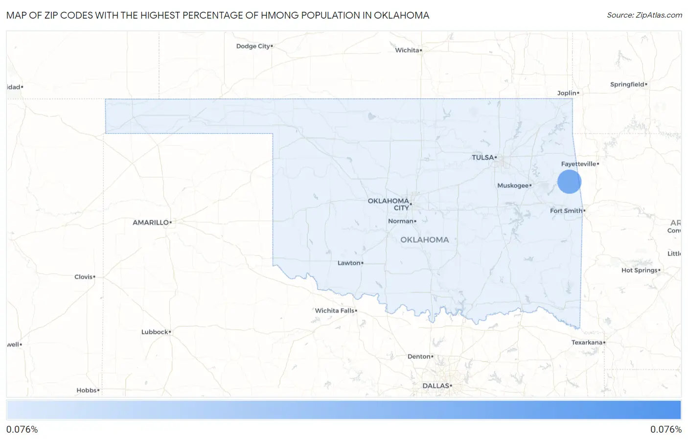 Zip Codes with the Highest Percentage of Hmong Population in Oklahoma Map