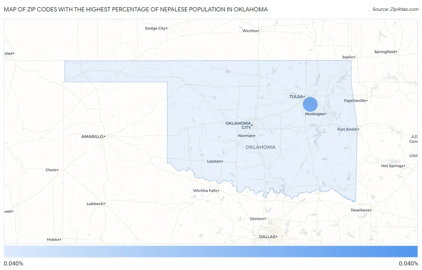Zip Codes with the Highest Percentage of Nepalese Population in Oklahoma Map