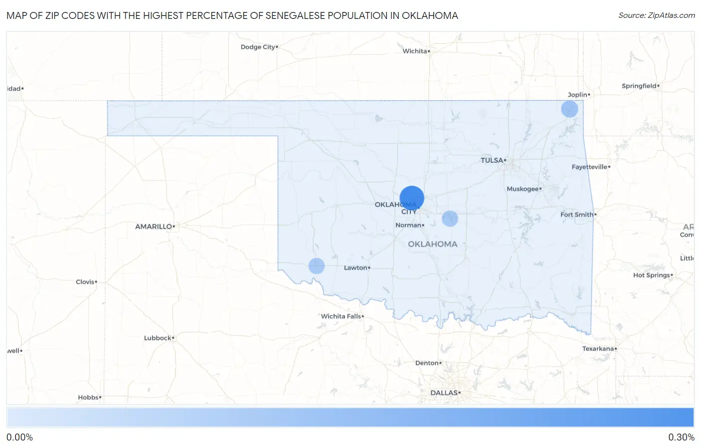 Zip Codes with the Highest Percentage of Senegalese Population in Oklahoma Map