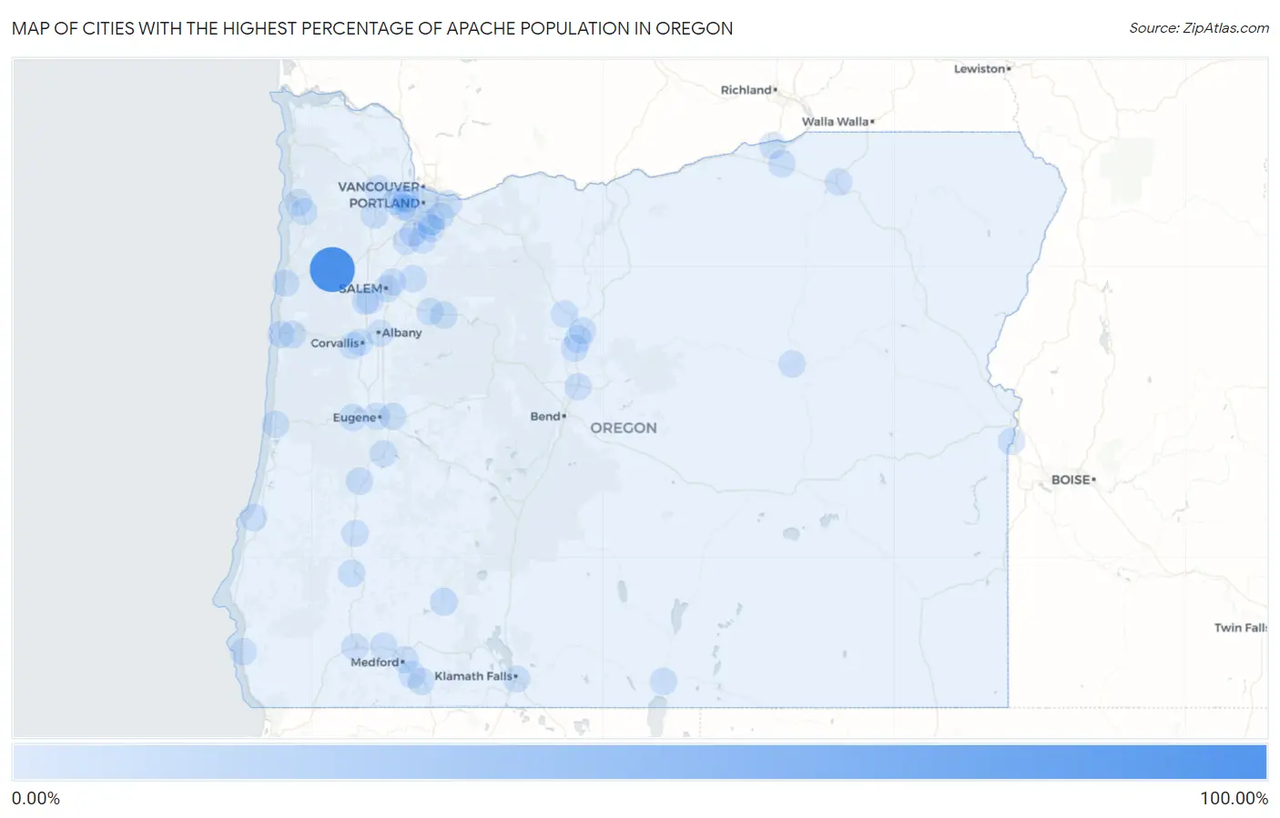 Cities with the Highest Percentage of Apache Population in Oregon Map