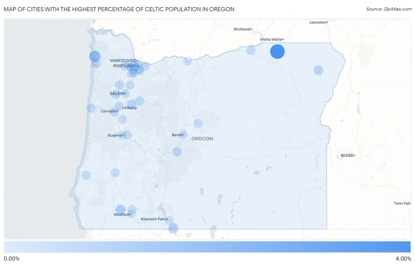 Cities with the Highest Percentage of Celtic Population in Oregon Map