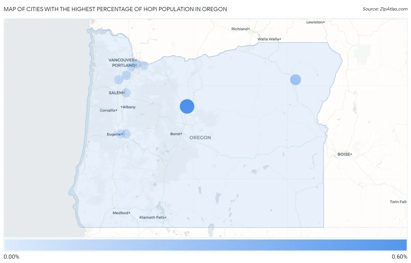 Cities with the Highest Percentage of Hopi Population in Oregon Map