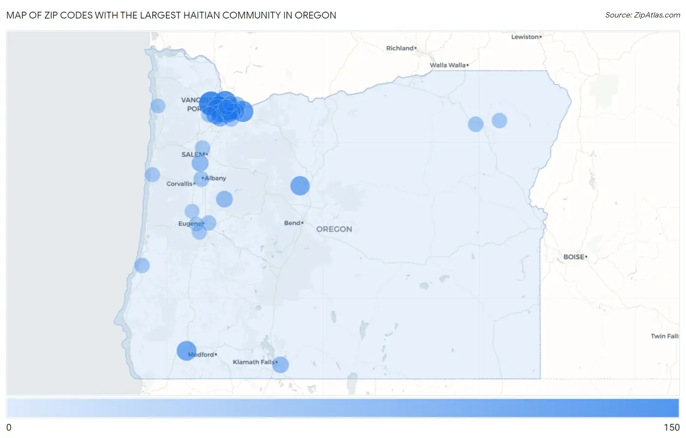 Zip Codes with the Largest Haitian Community in Oregon Map