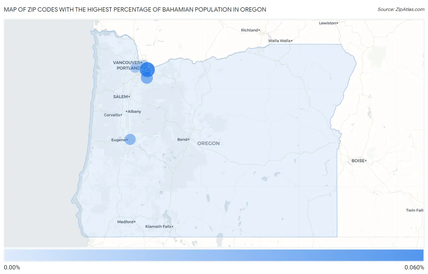Zip Codes with the Highest Percentage of Bahamian Population in Oregon Map