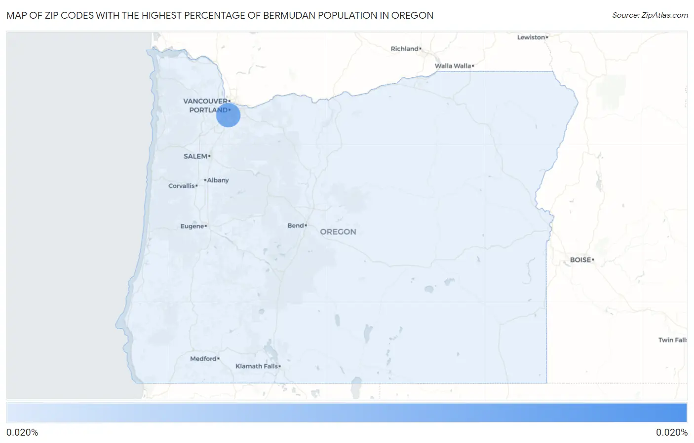 Zip Codes with the Highest Percentage of Bermudan Population in Oregon Map