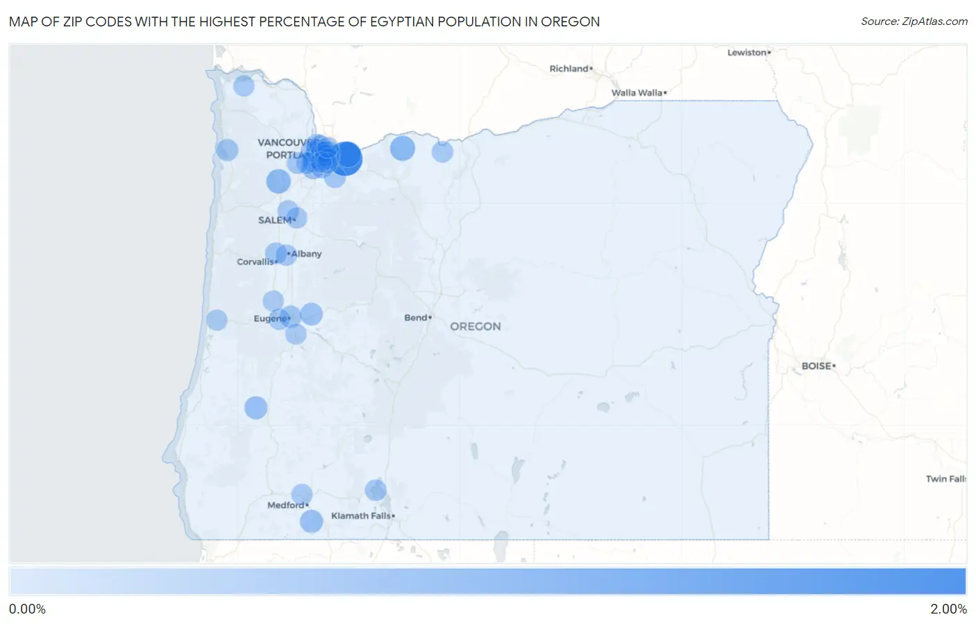 Zip Codes with the Highest Percentage of Egyptian Population in Oregon Map