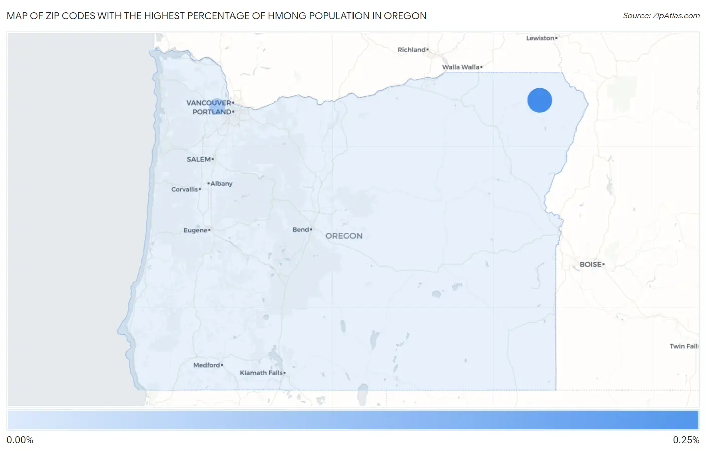Zip Codes with the Highest Percentage of Hmong Population in Oregon Map