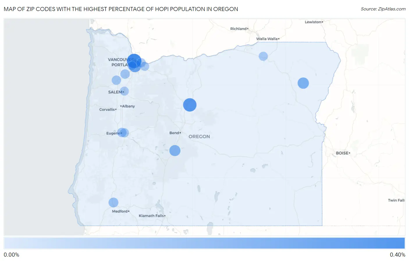 Zip Codes with the Highest Percentage of Hopi Population in Oregon Map