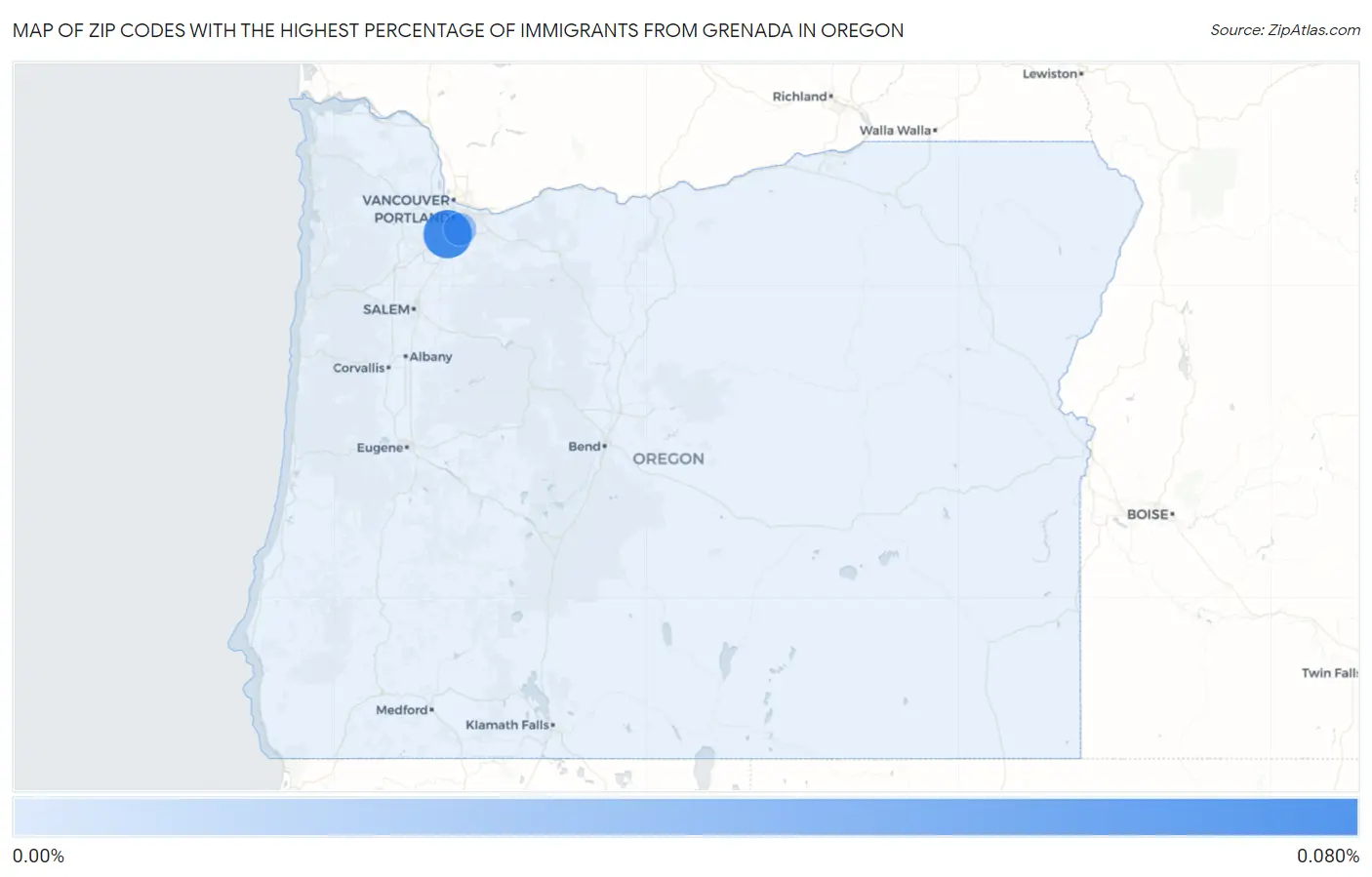 Zip Codes with the Highest Percentage of Immigrants from Grenada in Oregon Map