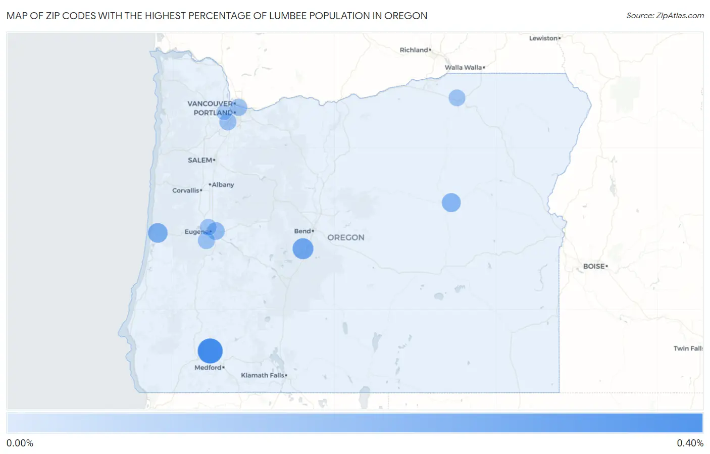 Zip Codes with the Highest Percentage of Lumbee Population in Oregon Map