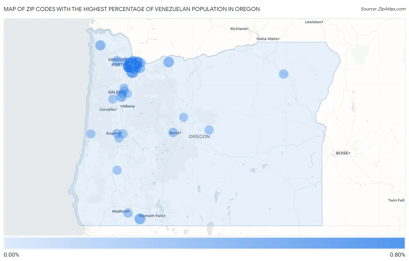 Zip Codes with the Highest Percentage of Venezuelan Population in Oregon Map