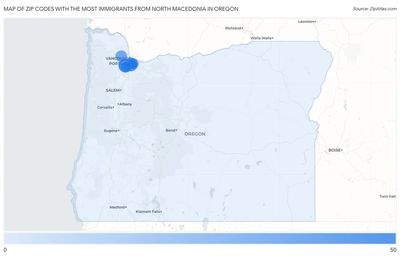 Zip Codes with the Most Immigrants from North Macedonia in Oregon Map