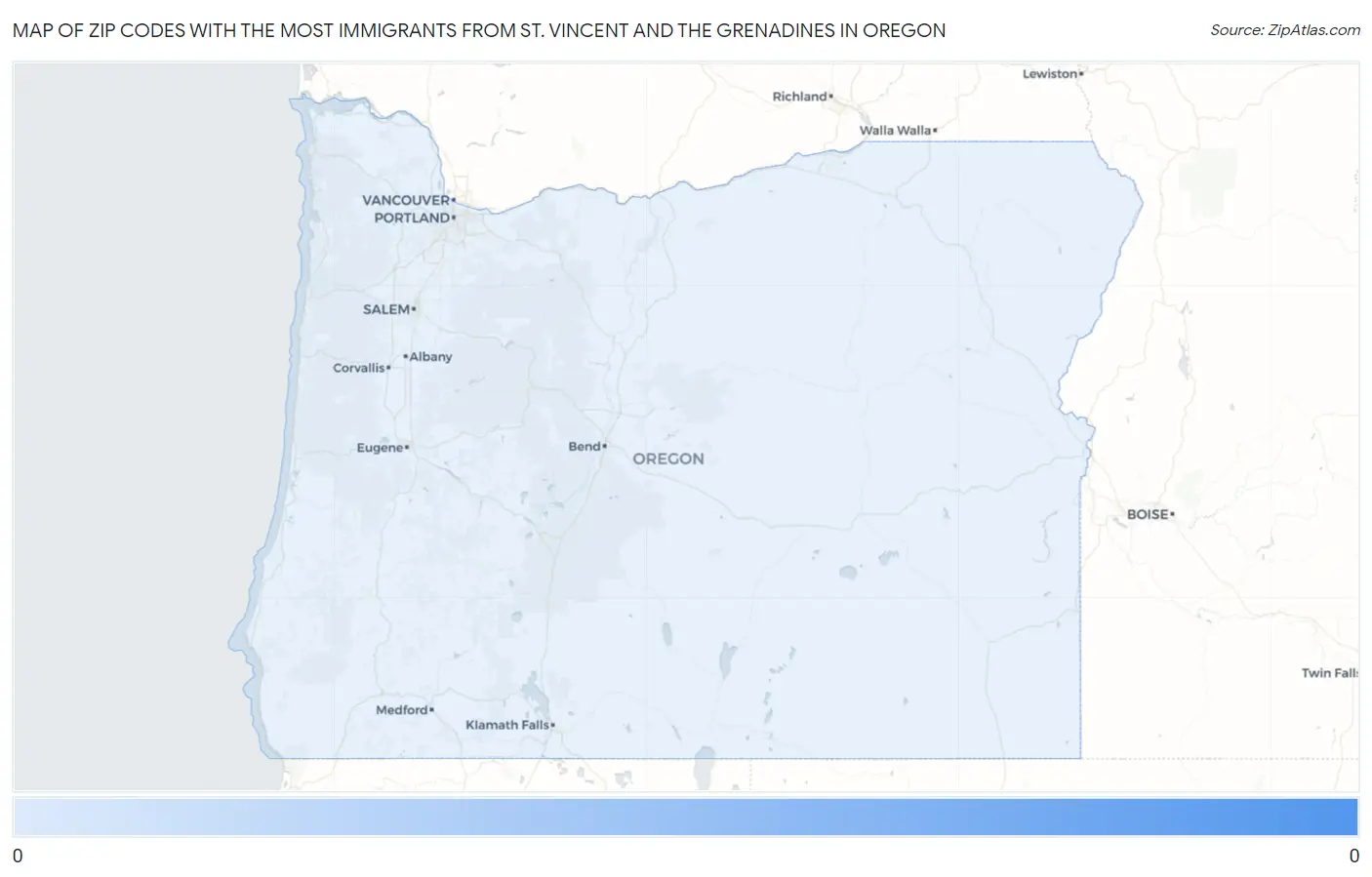 Zip Codes with the Most Immigrants from St. Vincent and the Grenadines in Oregon Map