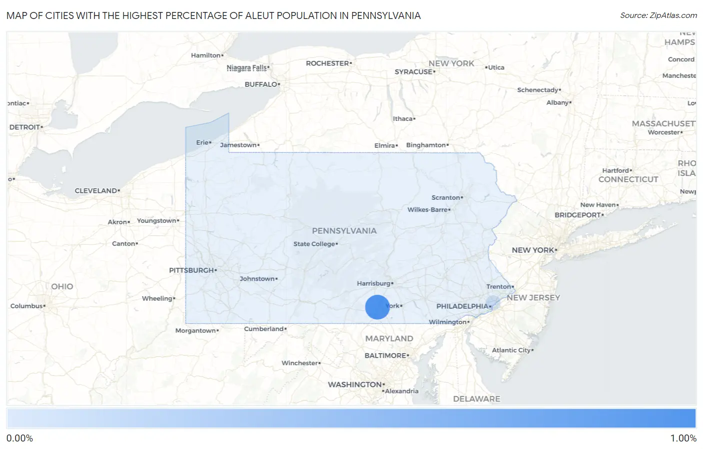 Cities with the Highest Percentage of Aleut Population in Pennsylvania Map