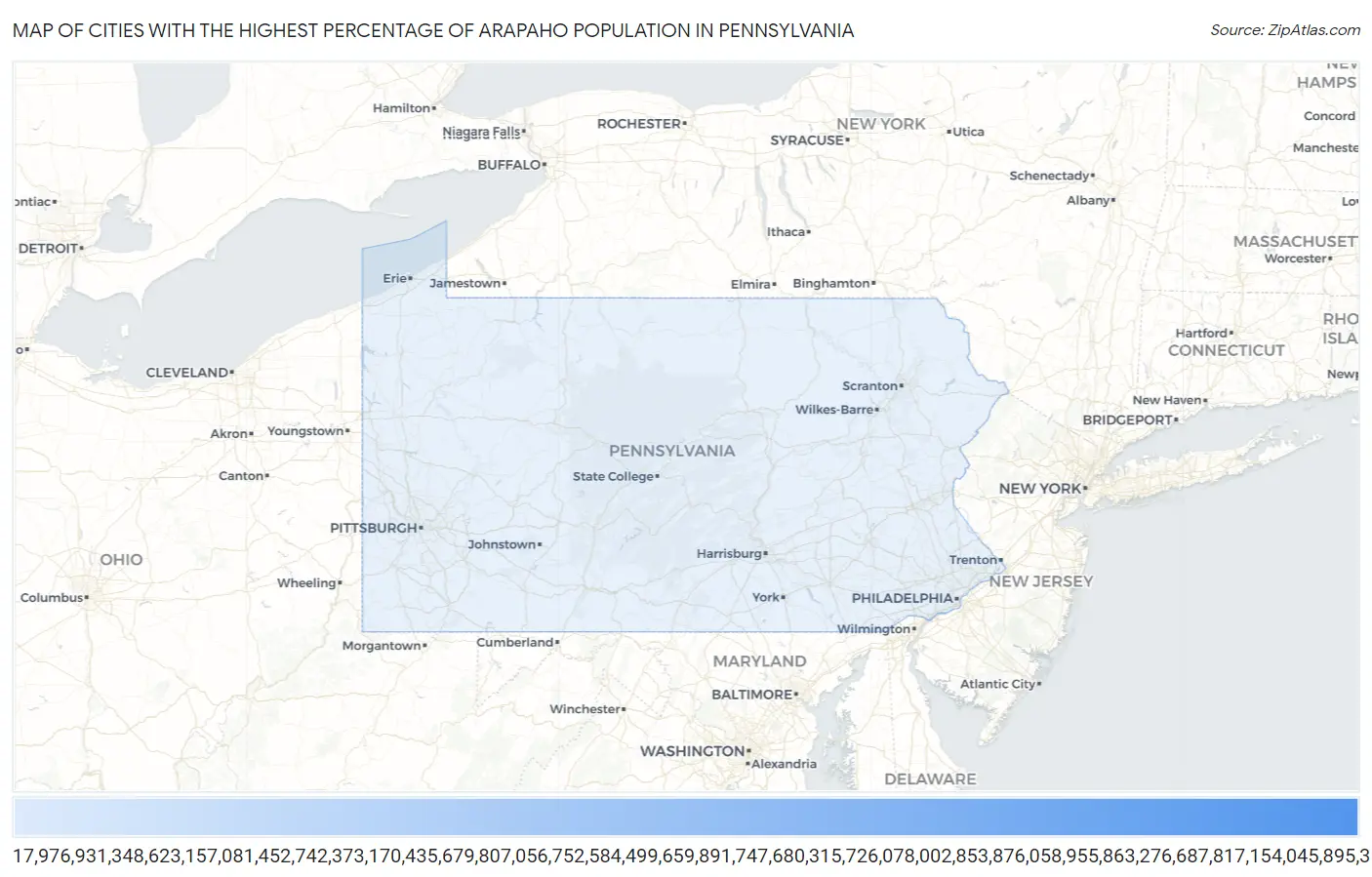 Cities with the Highest Percentage of Arapaho Population in Pennsylvania Map