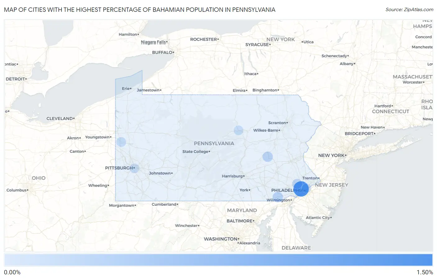 Cities with the Highest Percentage of Bahamian Population in Pennsylvania Map