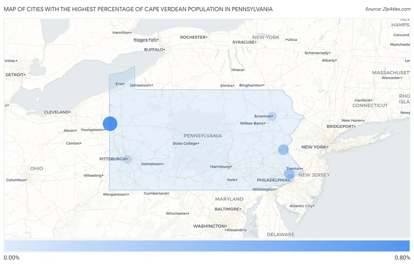 Cities with the Highest Percentage of Cape Verdean Population in Pennsylvania Map