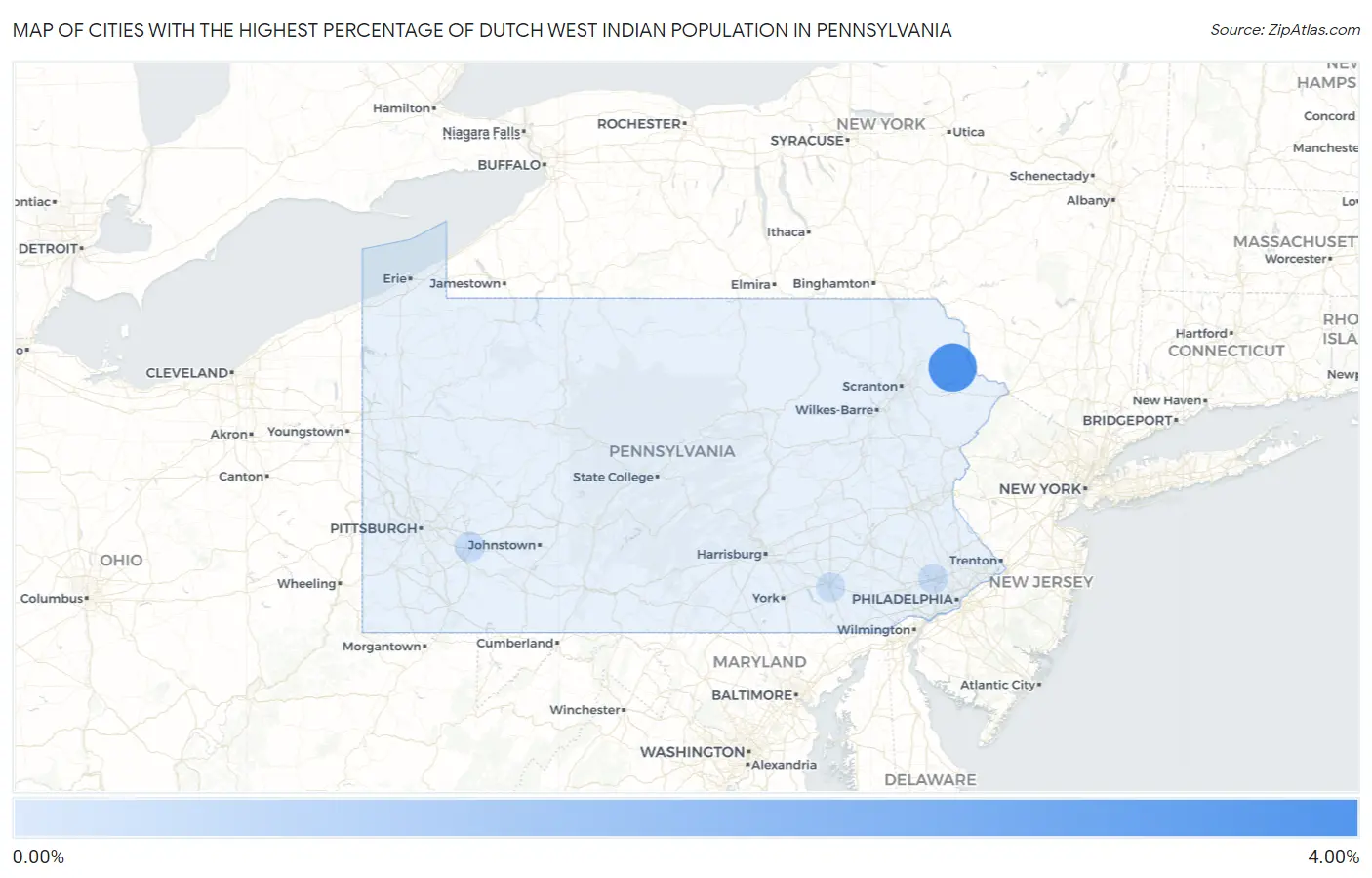 Cities with the Highest Percentage of Dutch West Indian Population in Pennsylvania Map