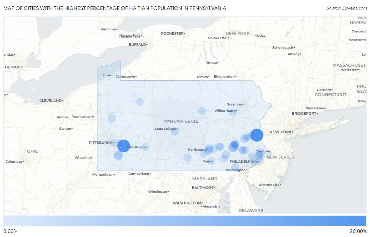 Cities with the Highest Percentage of Haitian Population in Pennsylvania Map