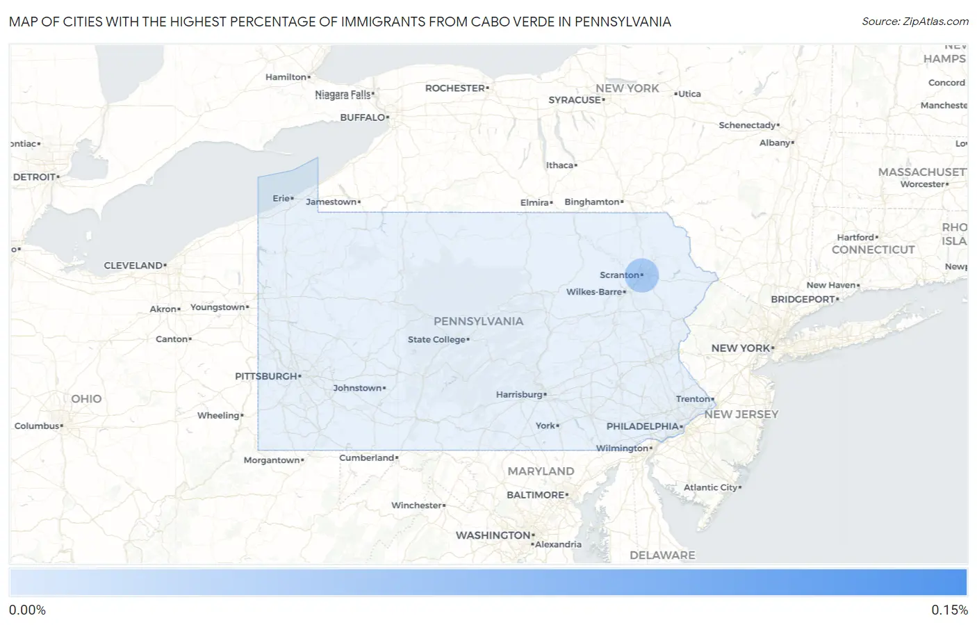 Cities with the Highest Percentage of Immigrants from Cabo Verde in Pennsylvania Map