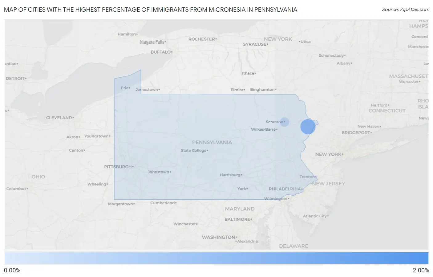 Cities with the Highest Percentage of Immigrants from Micronesia in Pennsylvania Map