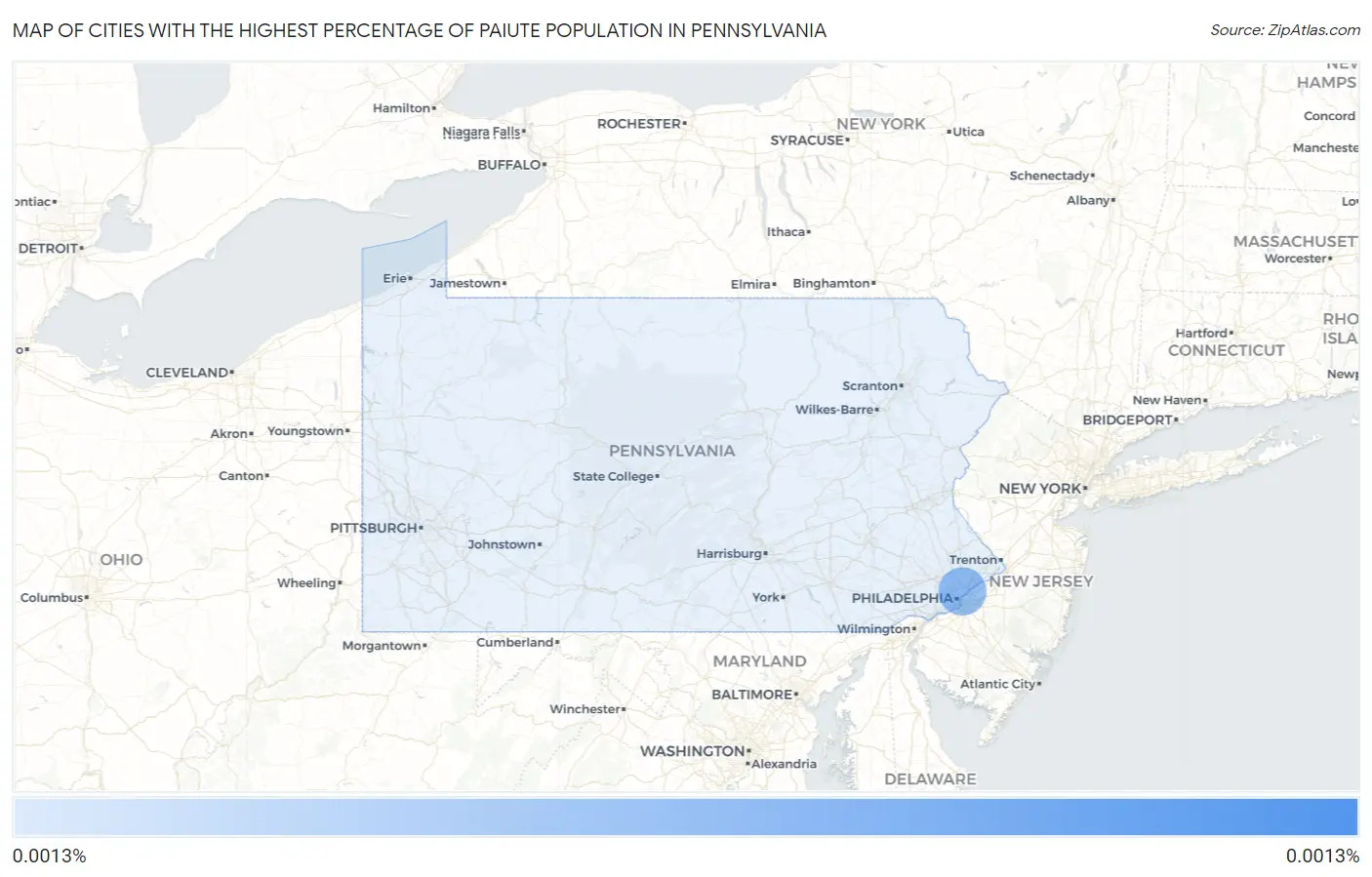 Cities with the Highest Percentage of Paiute Population in Pennsylvania Map