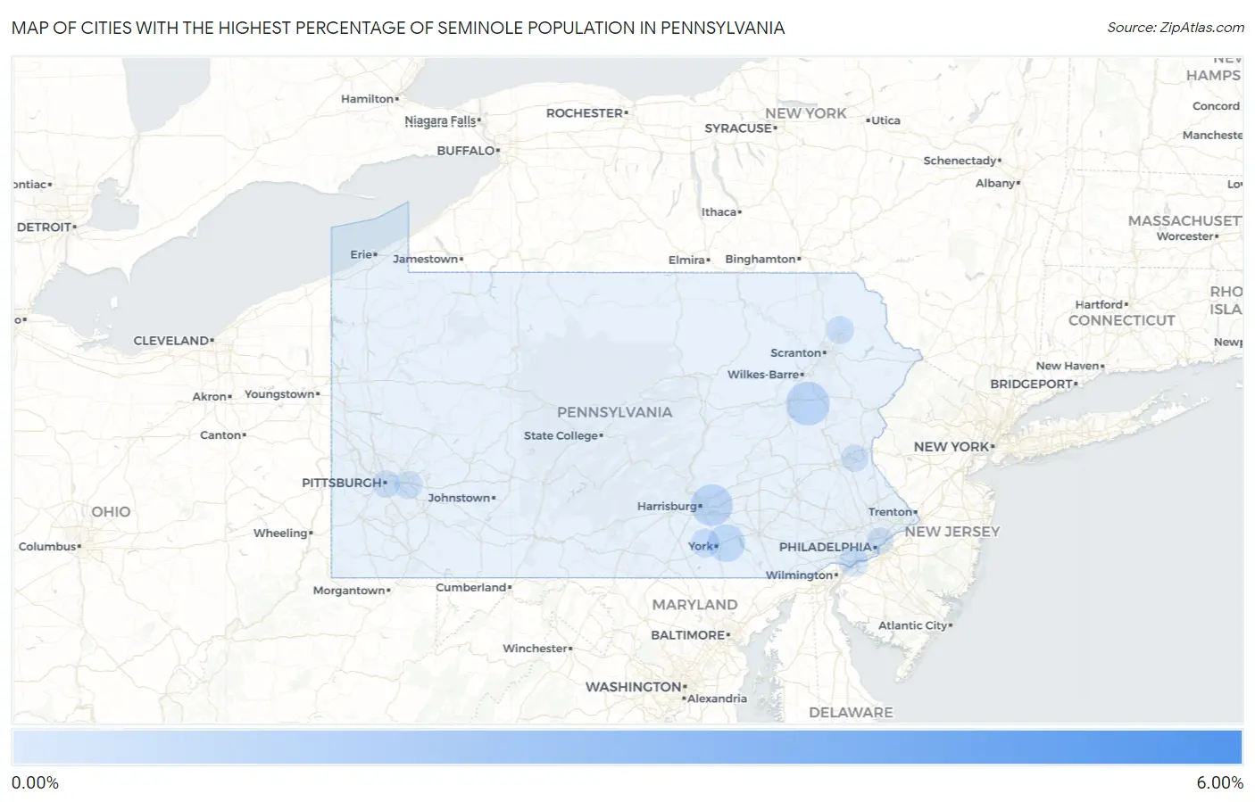 Cities with the Highest Percentage of Seminole Population in Pennsylvania Map