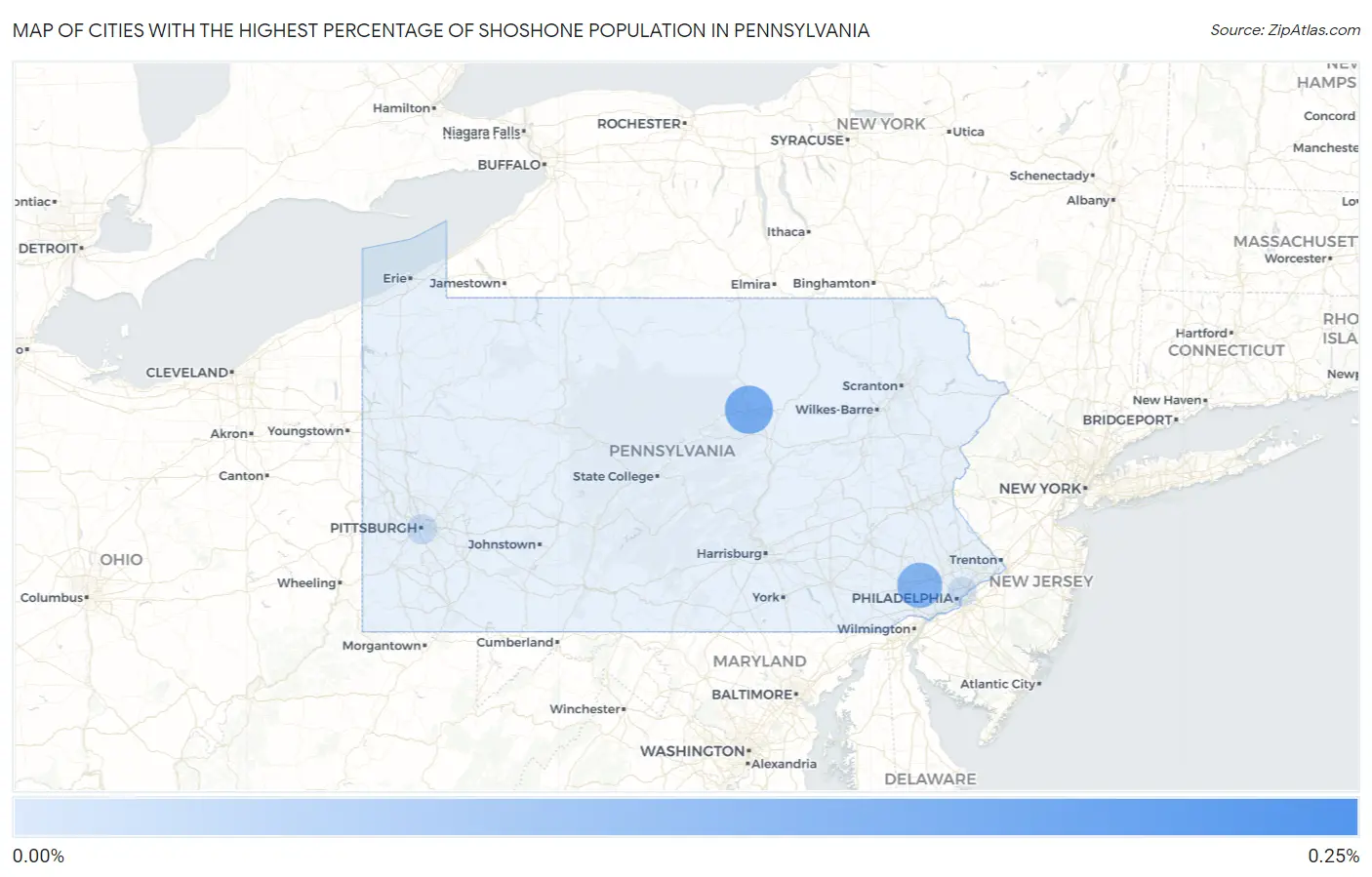Cities with the Highest Percentage of Shoshone Population in Pennsylvania Map