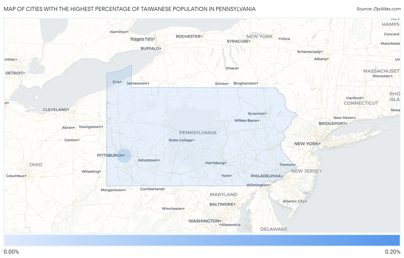 Cities with the Highest Percentage of Taiwanese Population in Pennsylvania Map