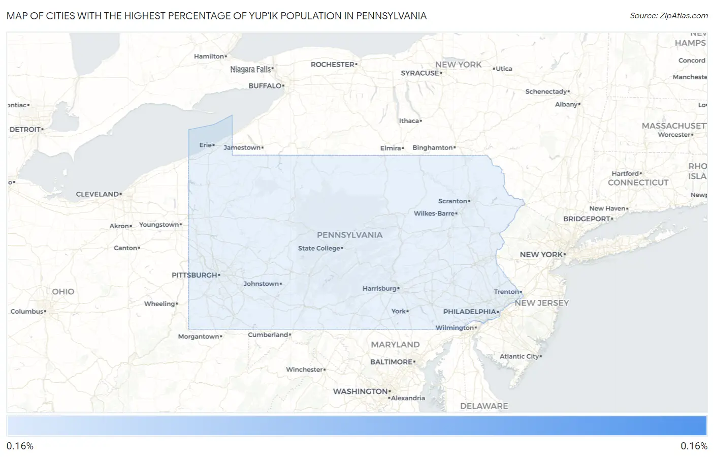 Cities with the Highest Percentage of Yup'ik Population in Pennsylvania Map