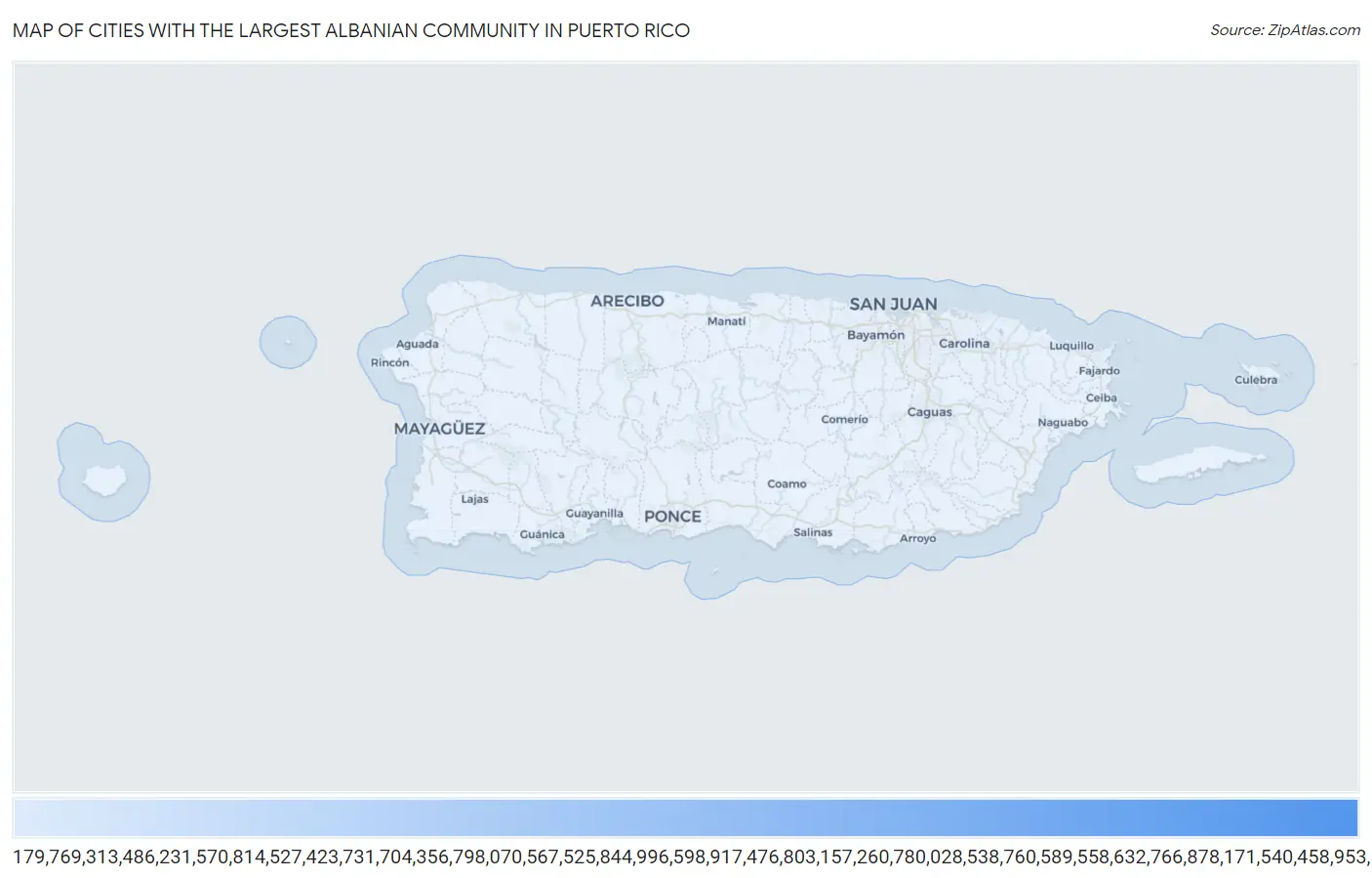 Cities with the Largest Albanian Community in Puerto Rico Map