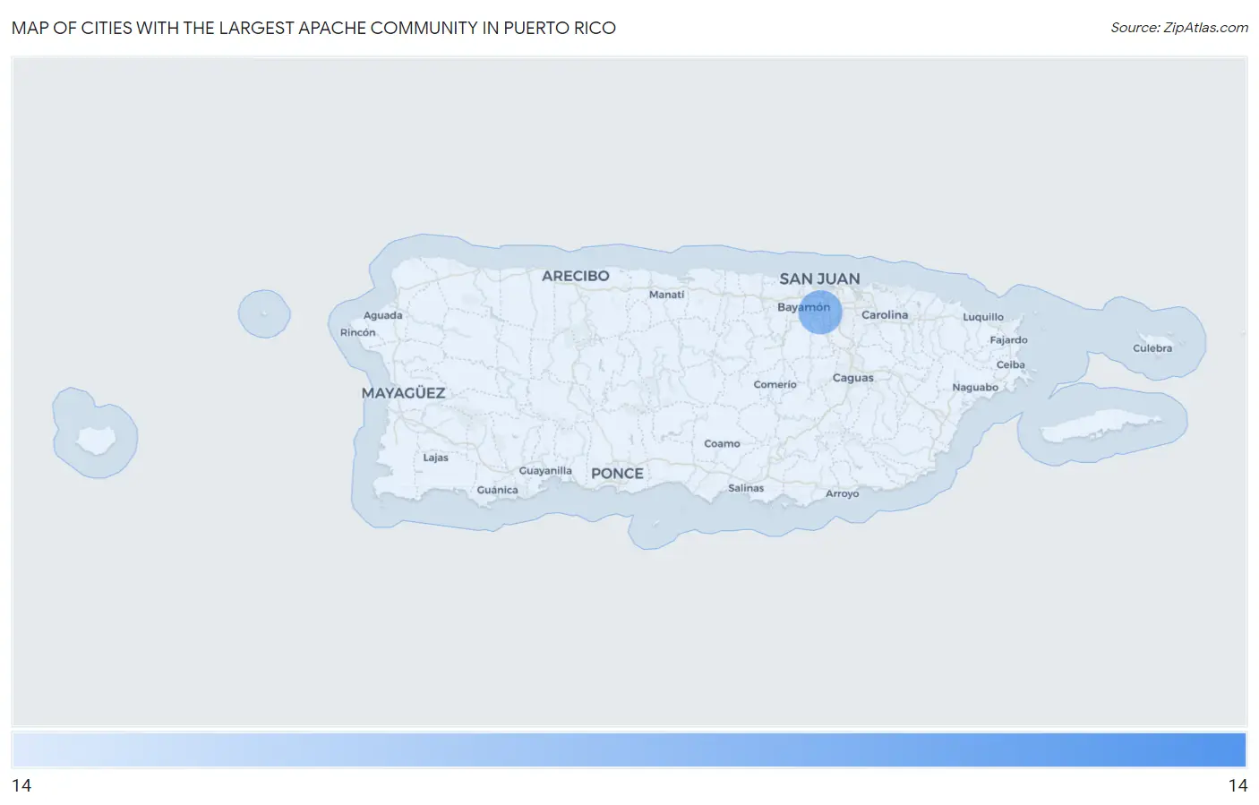 Cities with the Largest Apache Community in Puerto Rico Map