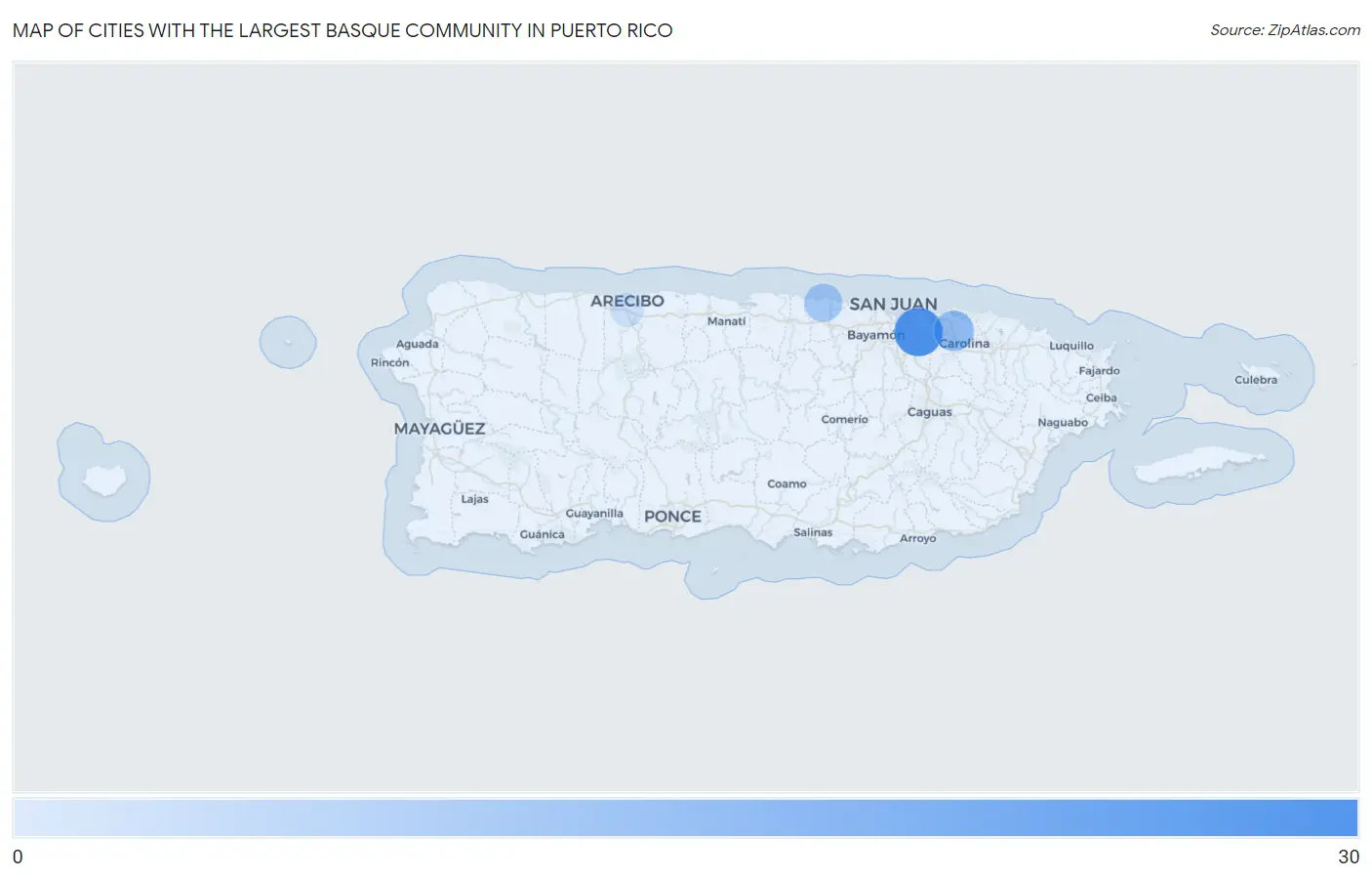 Cities with the Largest Basque Community in Puerto Rico Map