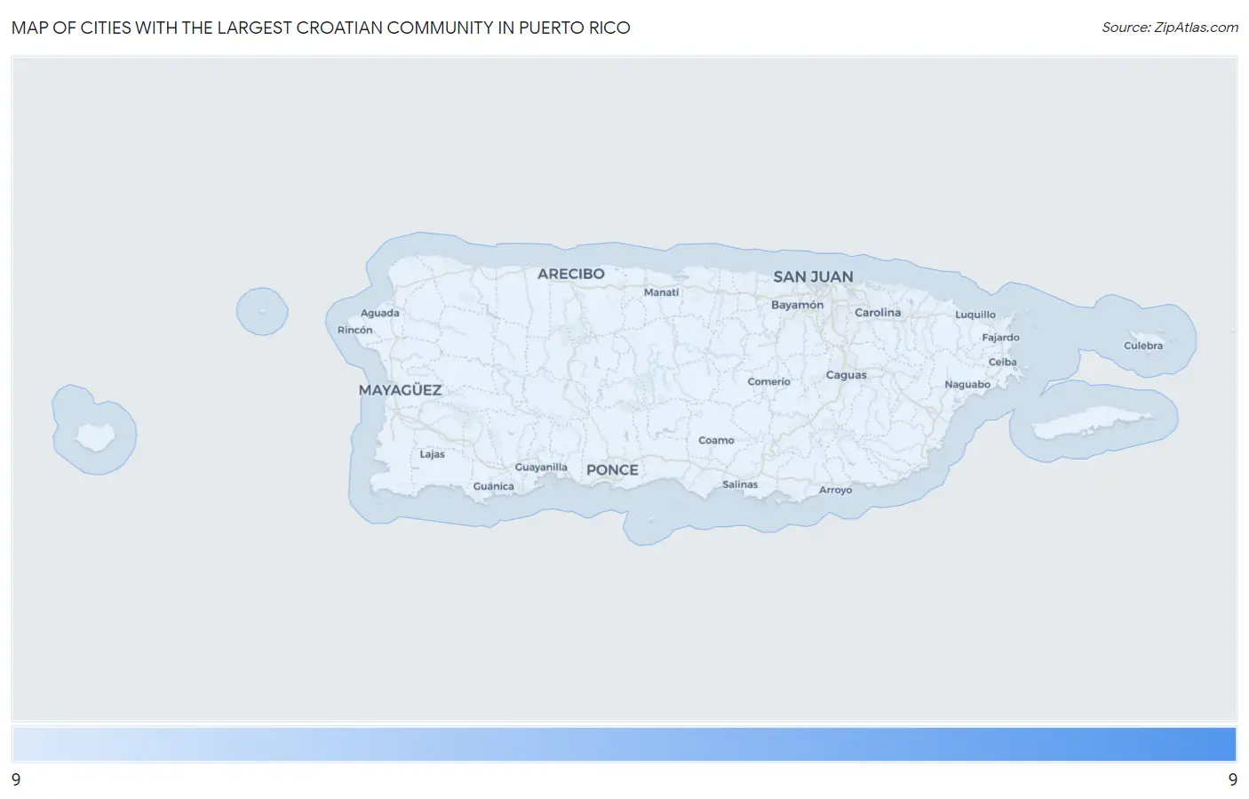 Cities with the Largest Croatian Community in Puerto Rico Map