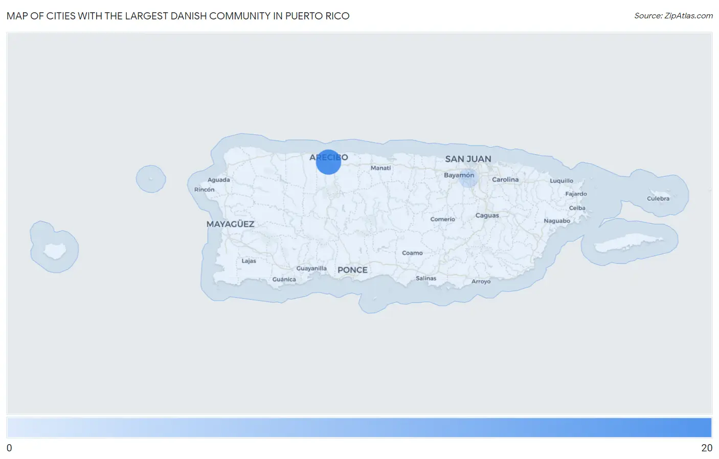 Cities with the Largest Danish Community in Puerto Rico Map