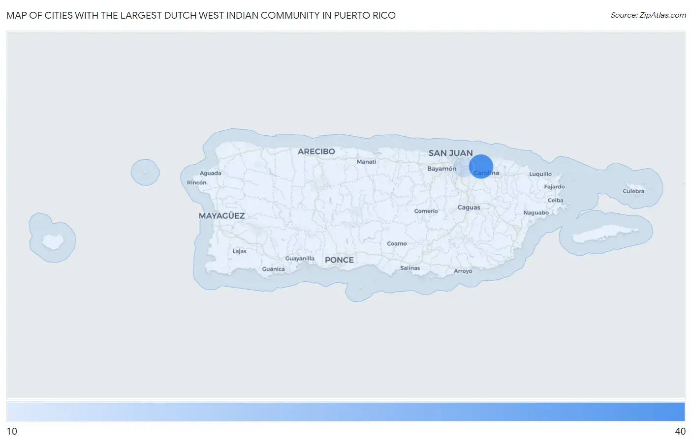 Cities with the Largest Dutch West Indian Community in Puerto Rico Map
