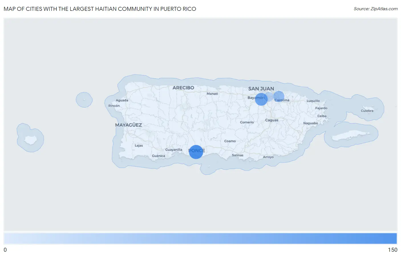 Cities with the Largest Haitian Community in Puerto Rico Map