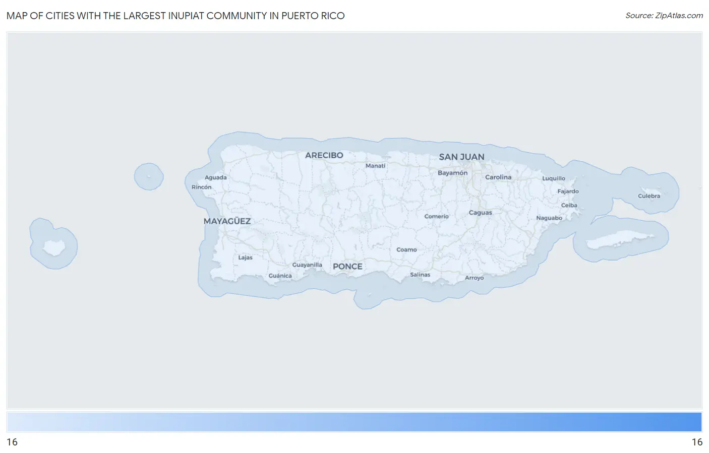 Cities with the Largest Inupiat Community in Puerto Rico Map