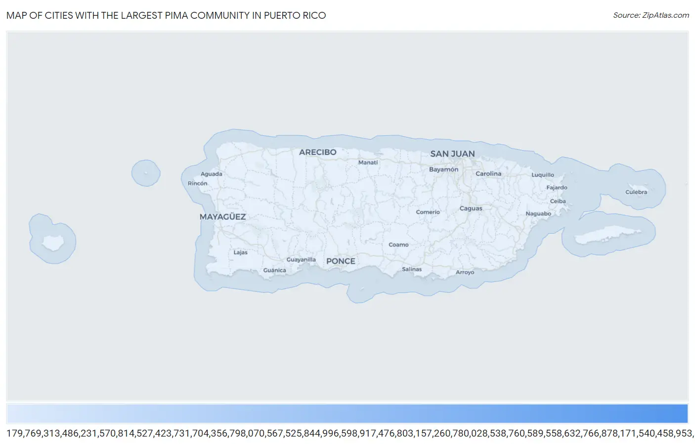 Cities with the Largest Pima Community in Puerto Rico Map