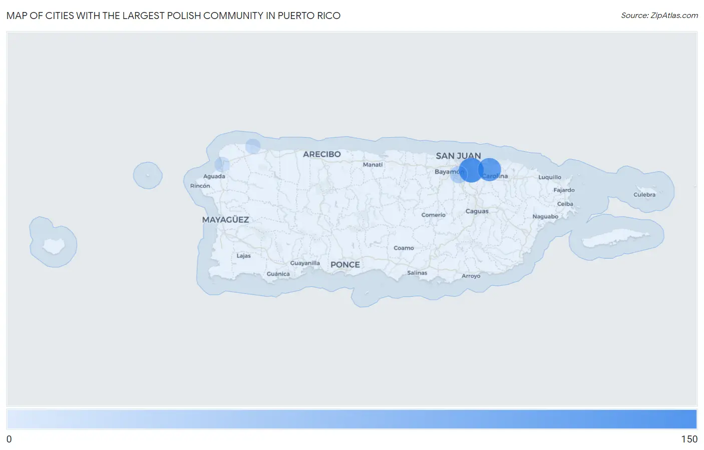 Cities with the Largest Polish Community in Puerto Rico Map