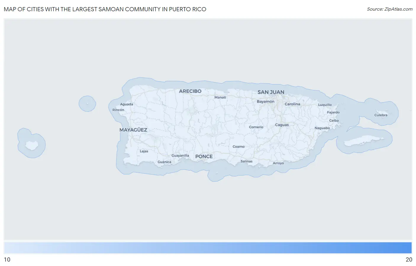 Cities with the Largest Samoan Community in Puerto Rico Map