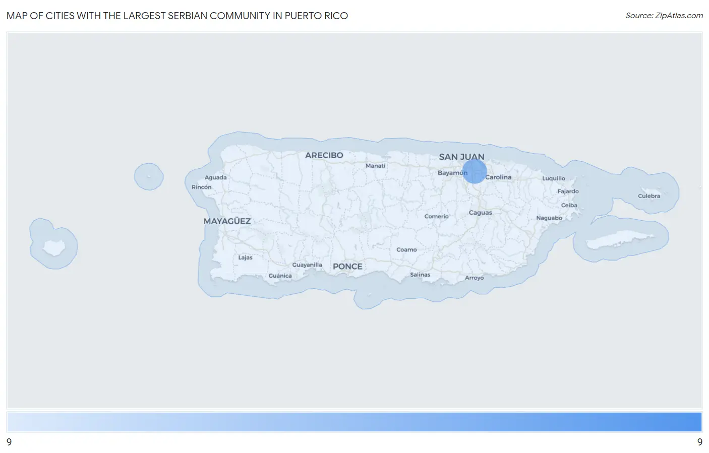 Cities with the Largest Serbian Community in Puerto Rico Map