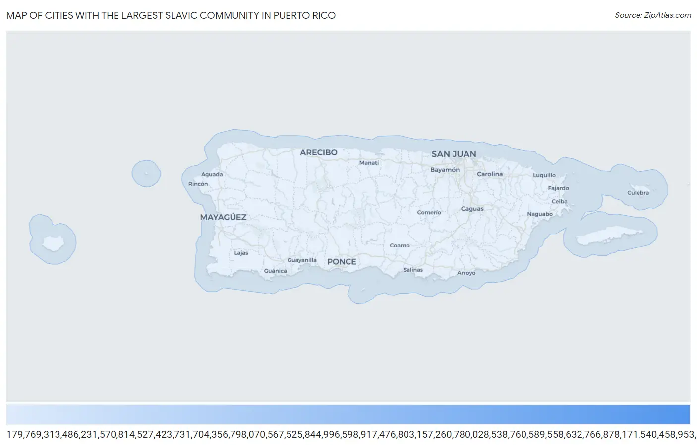 Cities with the Largest Slavic Community in Puerto Rico Map
