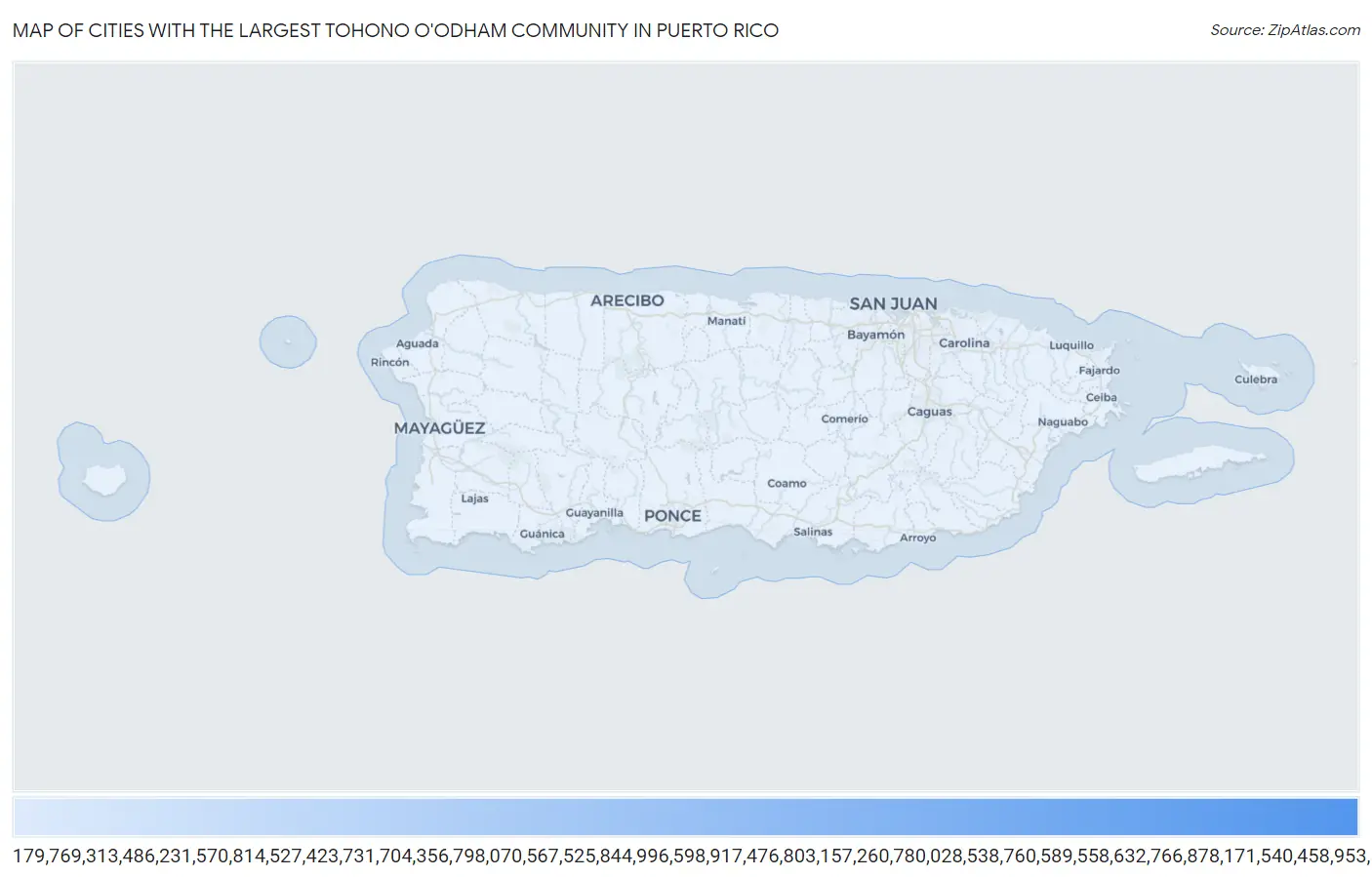 Cities with the Largest Tohono O'Odham Community in Puerto Rico Map