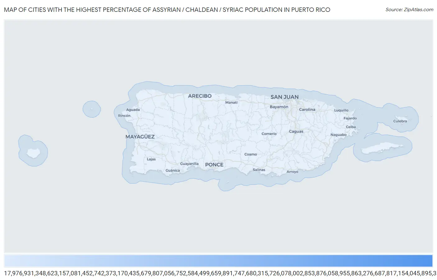 Cities with the Highest Percentage of Assyrian / Chaldean / Syriac Population in Puerto Rico Map