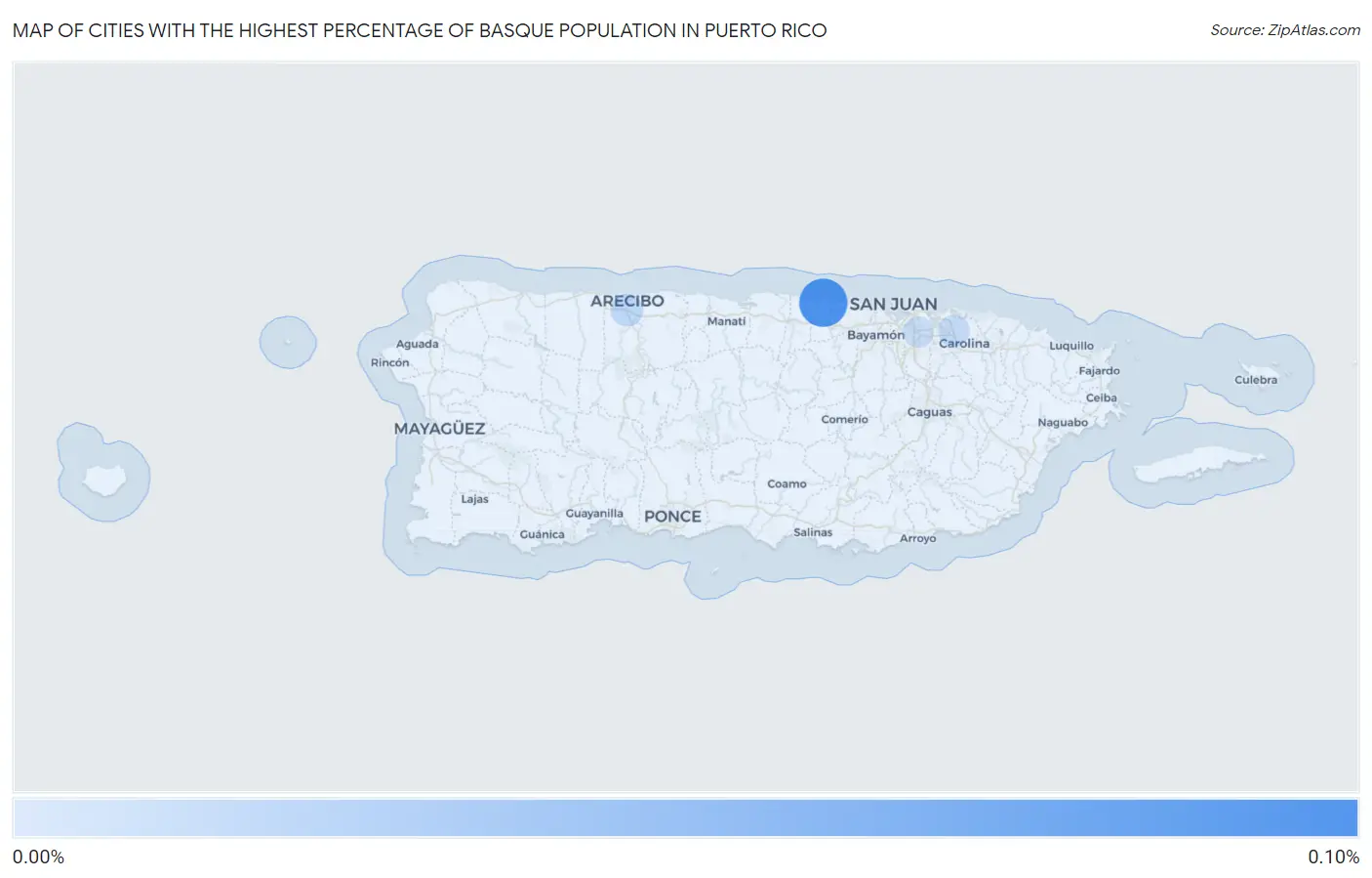 Cities with the Highest Percentage of Basque Population in Puerto Rico Map