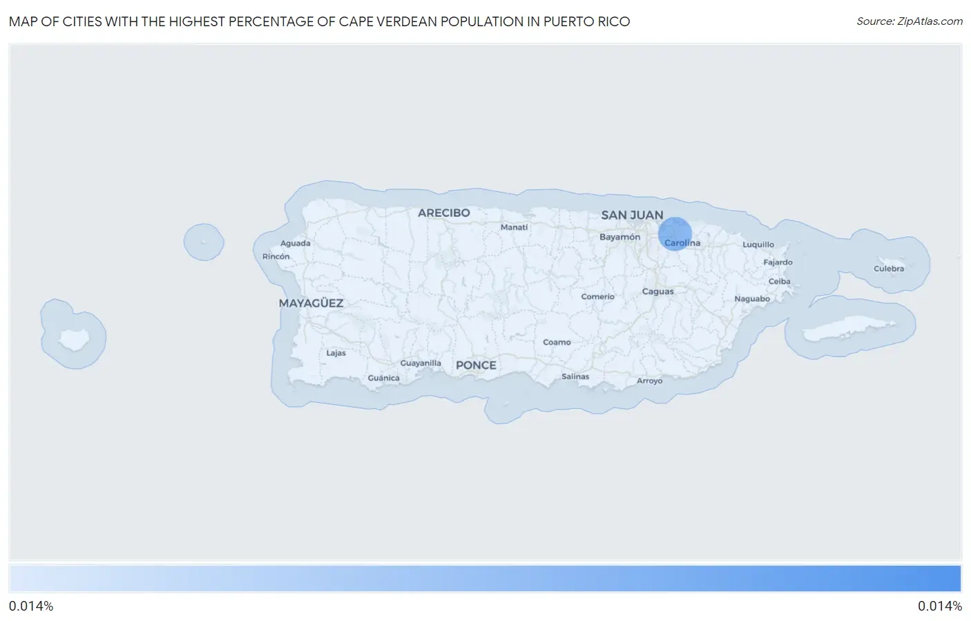 Cities with the Highest Percentage of Cape Verdean Population in Puerto Rico Map
