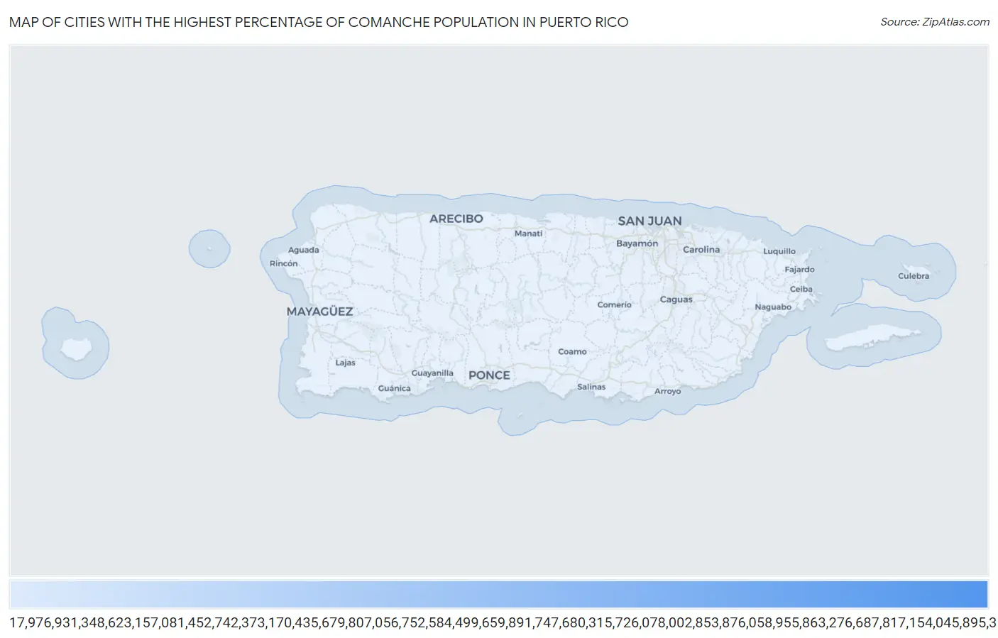 Cities with the Highest Percentage of Comanche Population in Puerto Rico Map